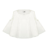 Maison Margiela Camicia Giromanica Tinta Unita Girocollo Bianco Per Bambina