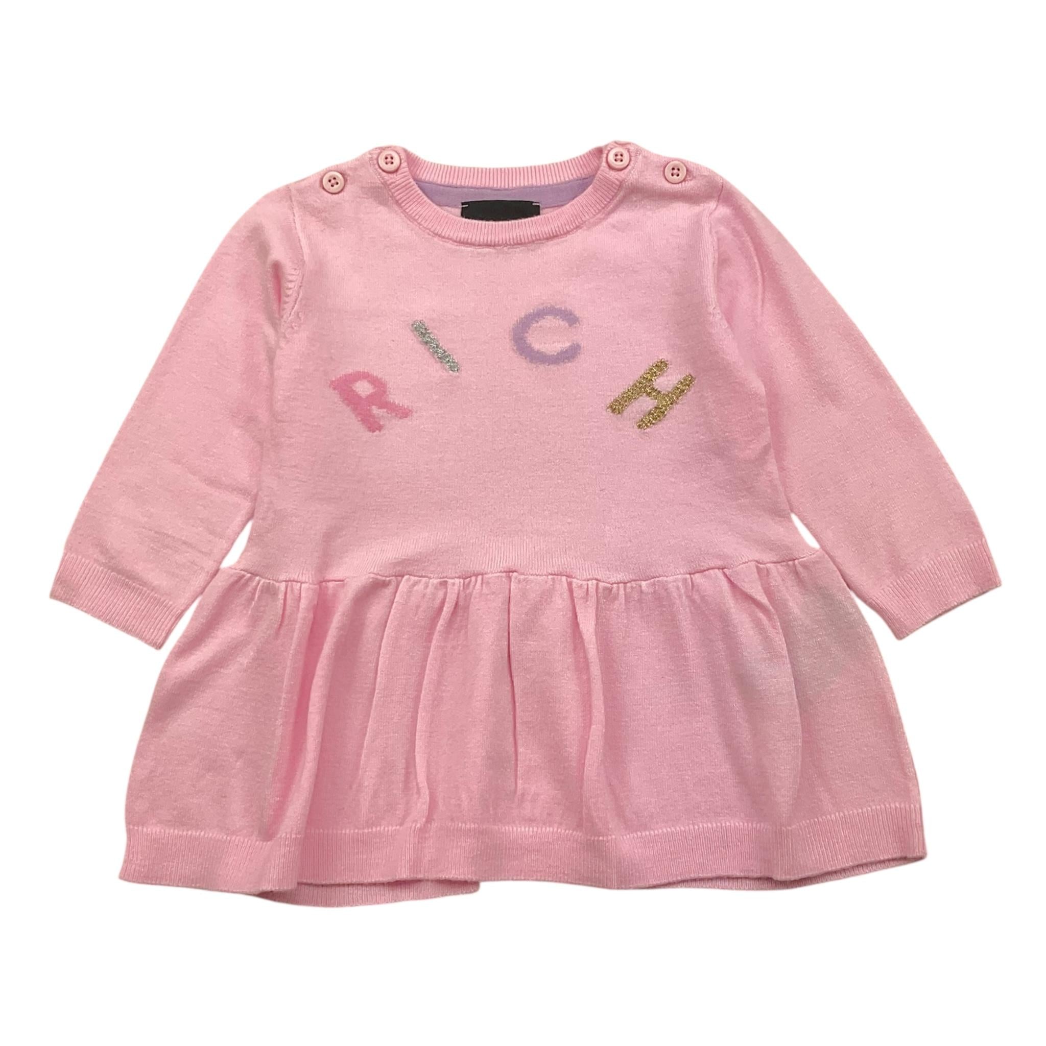 JOHN RICHMOND abito tinta unita girocollo con stampa Rosa per Neonata RIA24056VE ROSA JOHN RICHMOND 