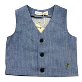 Manuel Ritz Gilet Tinta Unita In Denim Blu Per Bambino
