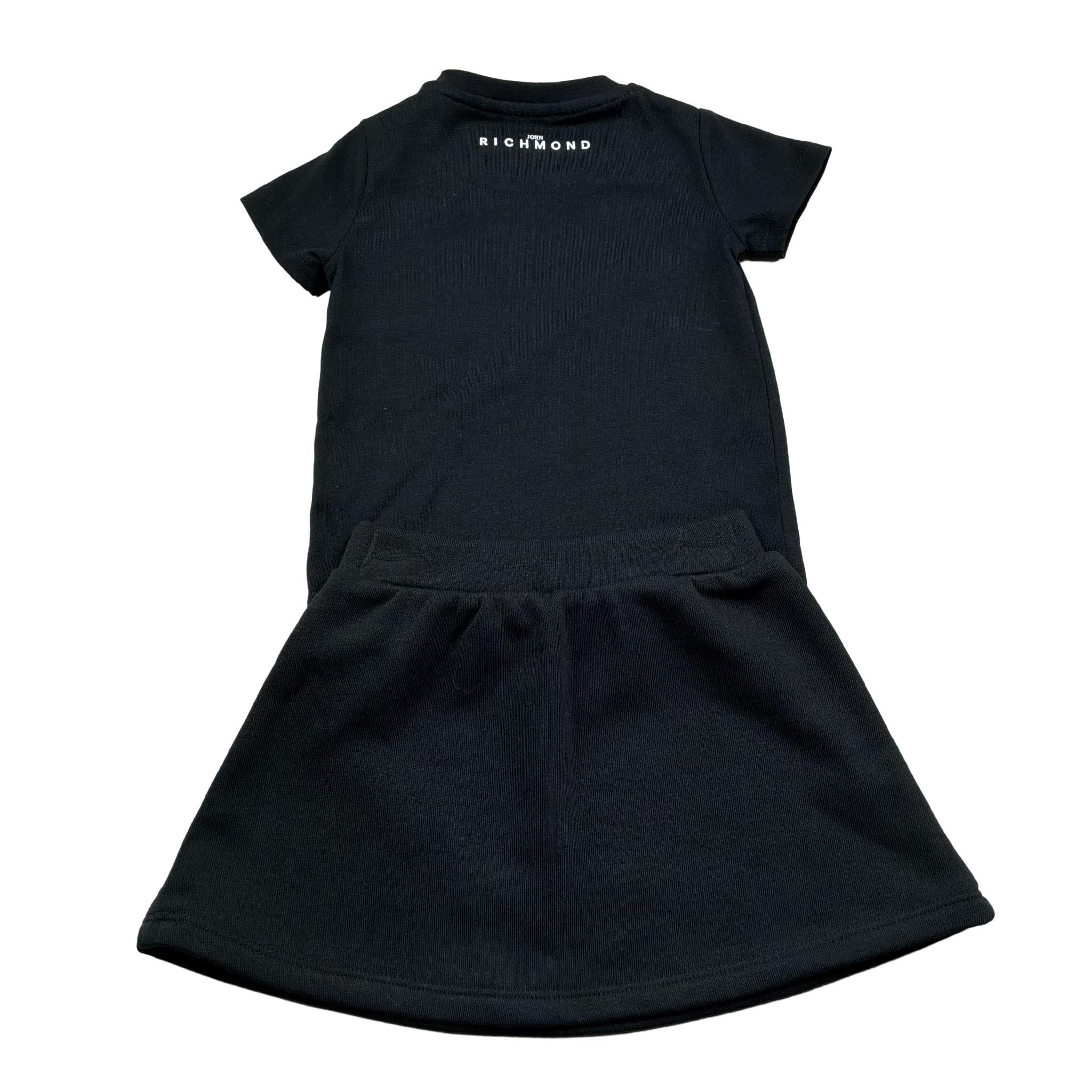 John Richmond Completo 2 Pezzi T-Shirt-Gonna Tinta Unita per Neonato RIP26043CJ NERO JOHN RICHMOND 