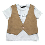 Daniele Alessandrini T-Shirt Girocollo Tinta Unita con Finto Gilet per Bambino 1296M00073J BIANCO DANIELE ALESSANDRINI 