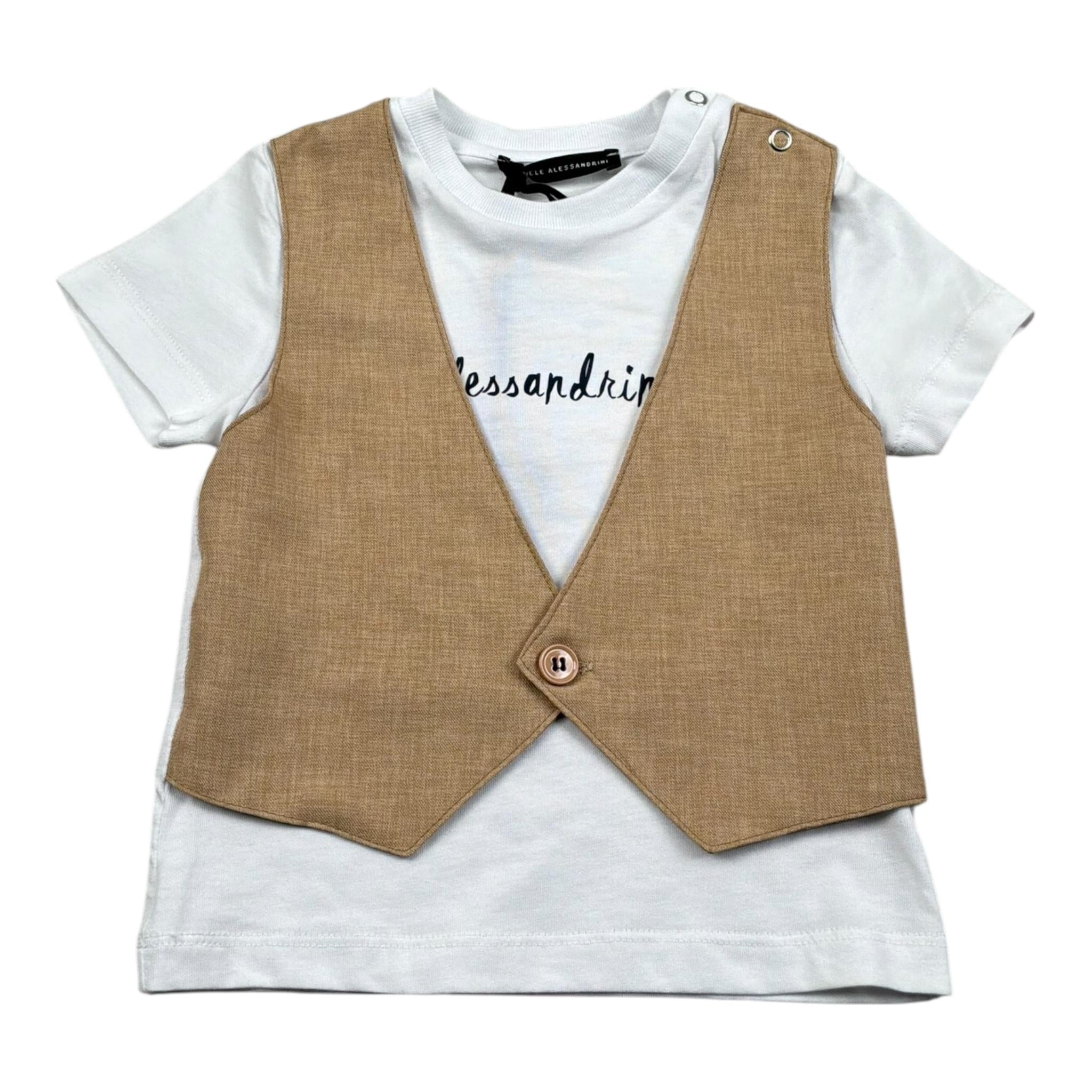 Daniele Alessandrini T-Shirt Girocollo Tinta Unita con Finto Gilet per Bambino 1296M00073J BIANCO DANIELE ALESSANDRINI 