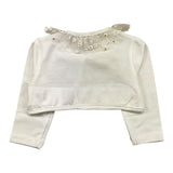 Le Bebe' Einfarbiger Bolero mit weißem Tüllkragen für Neugeborene Mädchen