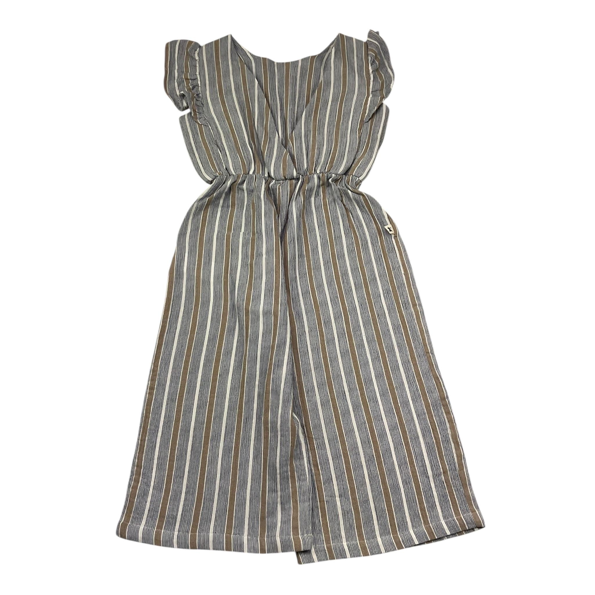 Petit Indi Tuta Intera Tinta Unita con Fantasia A Righe per Bambina SS25BK5229 BLU PETIT INDI 