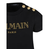 Balmain T-Shirt Tinta Unita con Logo per Bambina BV8B91 NERO BALMAIN 