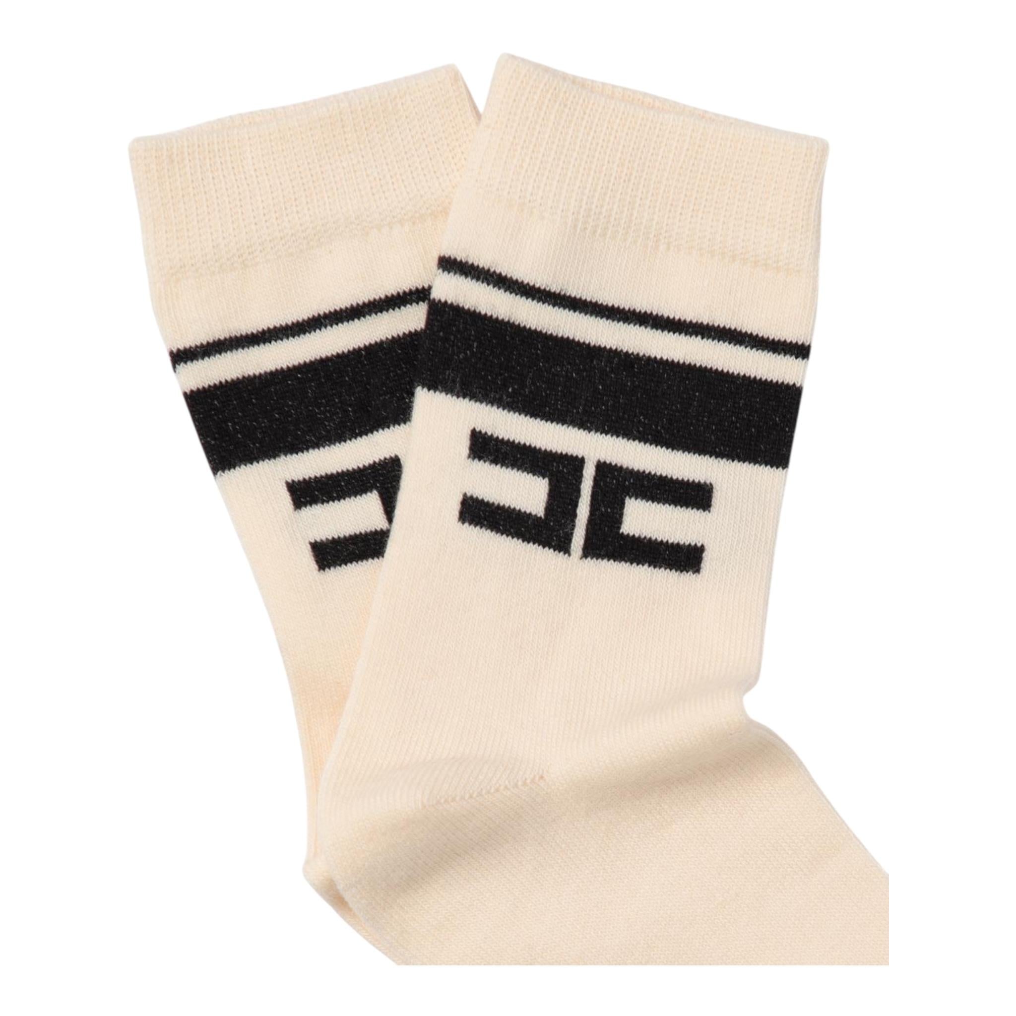 ELISABETTA FRANCHI calzini tinta unita ocn logo Panna per Neonata EFCZ001 PANNA ELISABETTA FRANCHI 