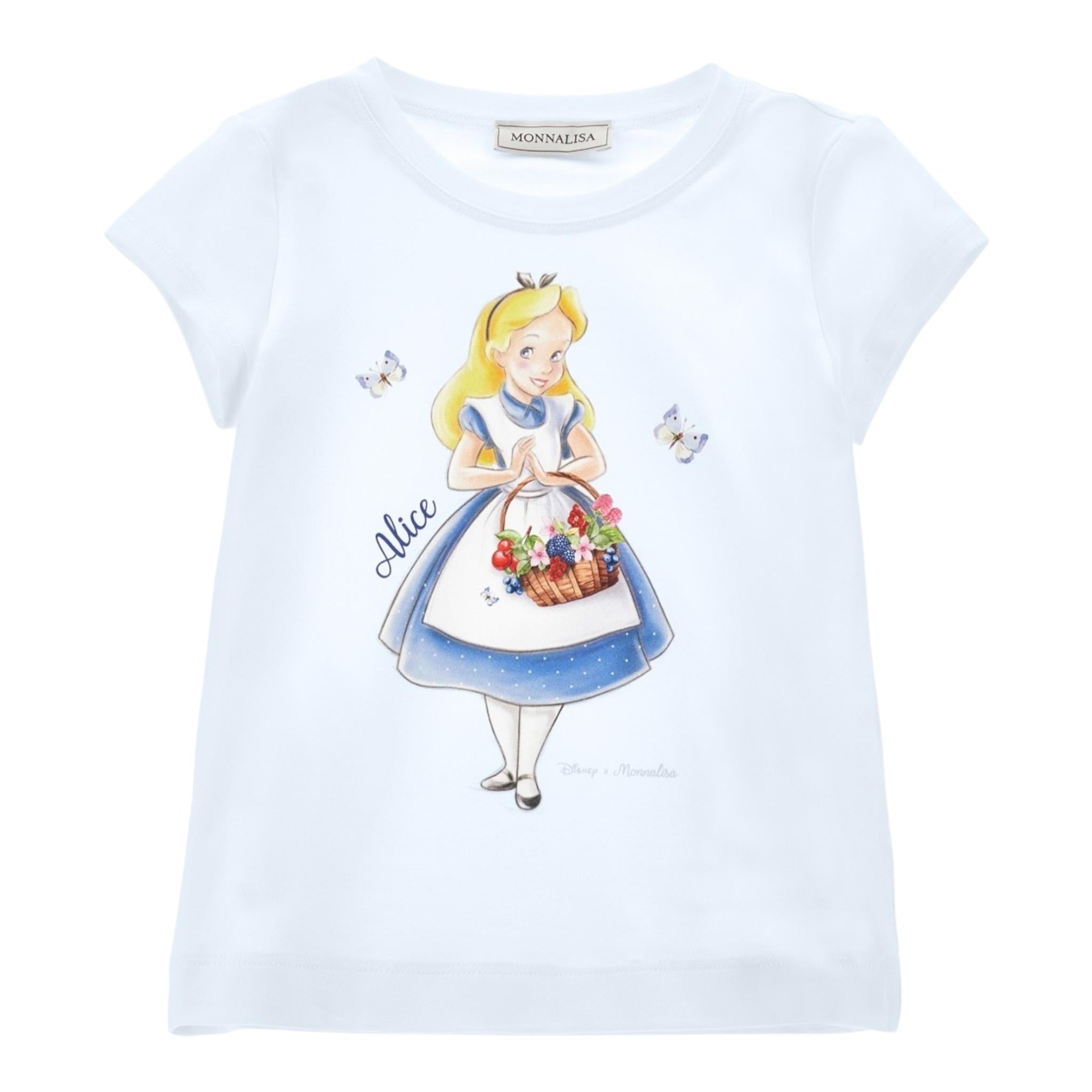 Monnalisa T-Shirt Girocollo Tinta Unita con Brillantini per Bambina 115622 BIANCO MONNALISA 