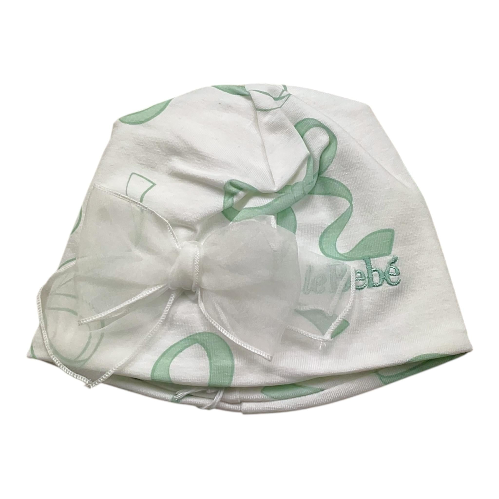 Le Bebe' Cappello Tinta Unita con Stampa per Neonata LBG5612 BIANCO LE BEBE' 