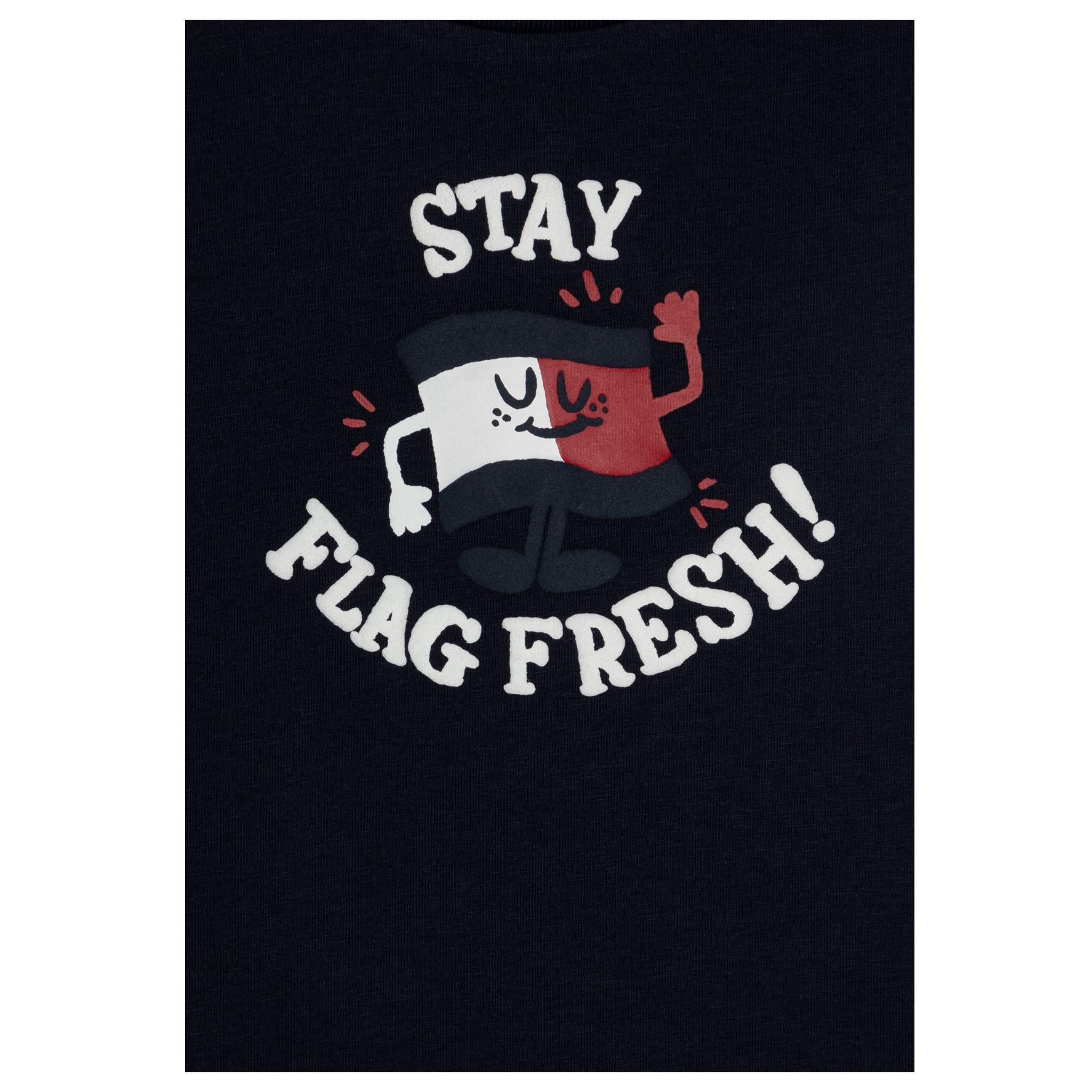 Tommy Hilfiger T-Shirt Girocollo Tinta Unita con Logo per Neonato KN0KN02024 BLU TOMMY HILFIGER 