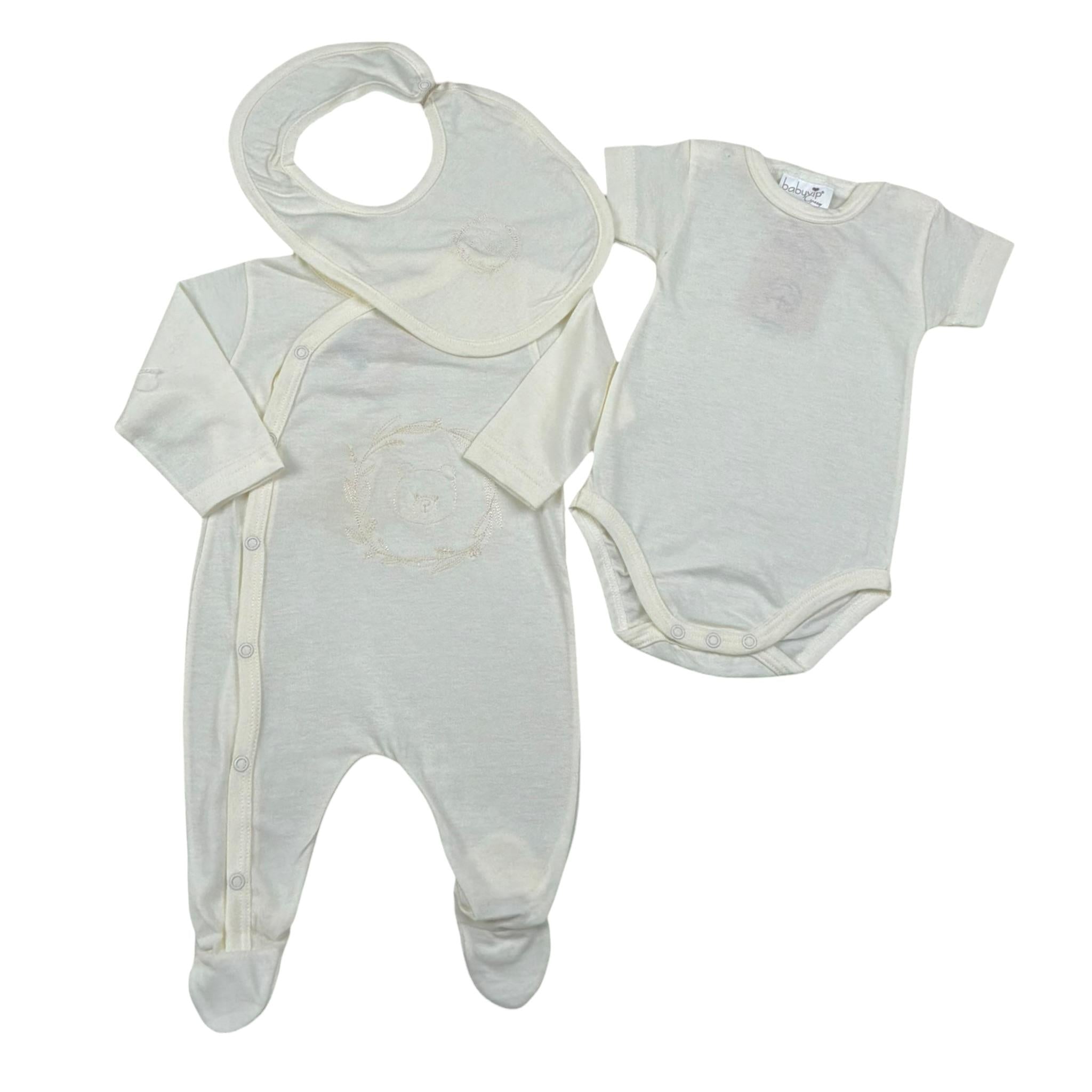 Babyvip Completo 3 Pezzi Tutine-Body-Bavette per Neonato T7270 BEIGE BABYVIP 