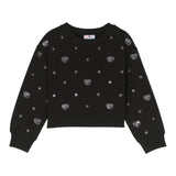 Chiara Ferragni Felpa Girocollo Tinta Unita Con Brillantini Nero Per Bambina