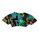 Mariuccia T-Shirt Modello Crop Tinta Unita con Stampa Nero per Bambina