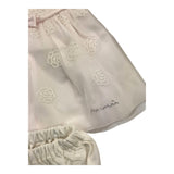 Minu' Completo 2 Pezzi Abito-Culotte Tinta Unita Bianco Per Neonata