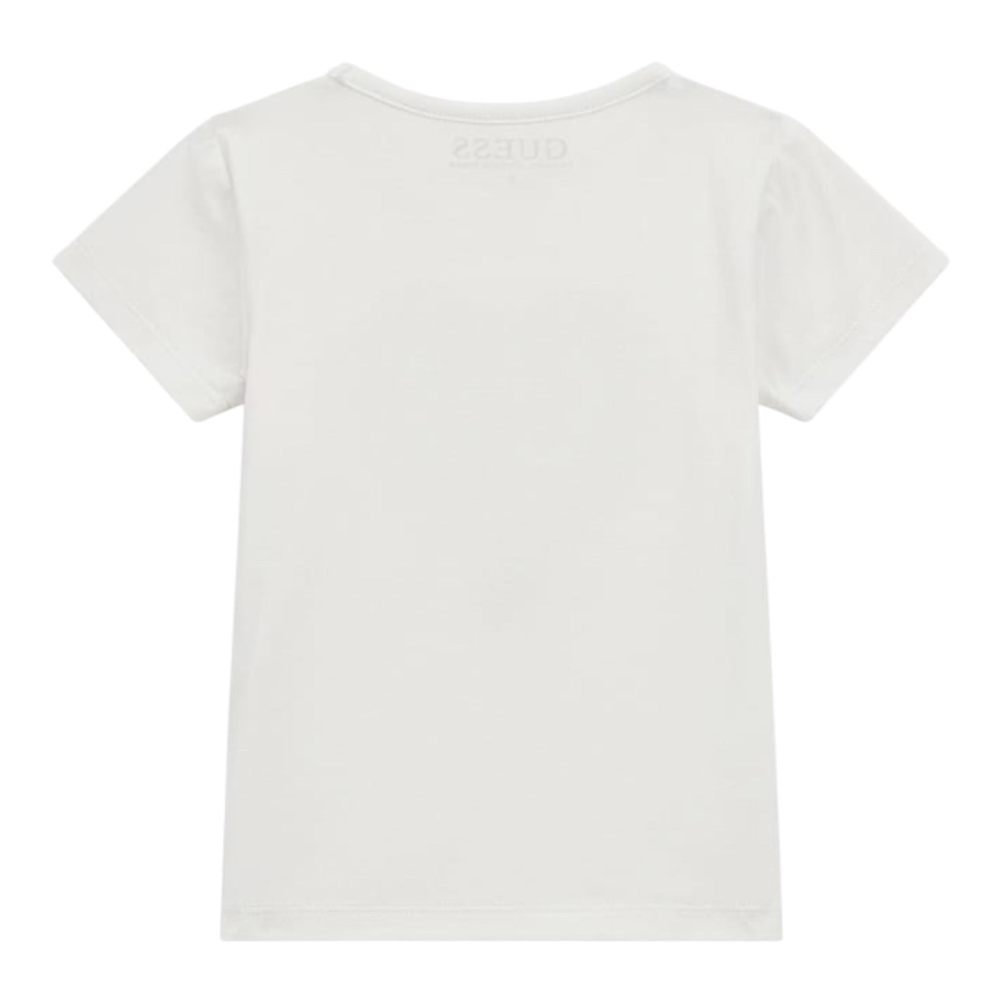 Guess T-Shirt Girocollo Tinta Unita con Stampa In Rilievo per Bambina K4RI18K6YW BIANCO GUESS 