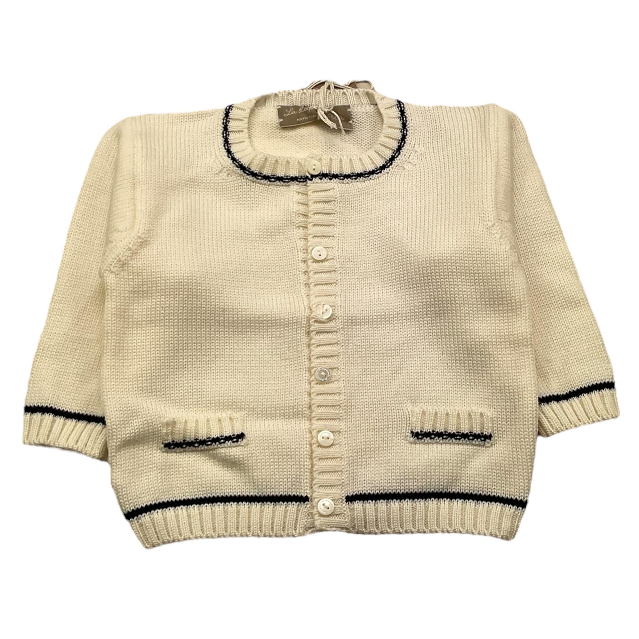 LA STUPENDERIA cardigan tinta unita con profili in contrasto Panna per Neonato WCCR65X PANNA LA STUPENDERIA 