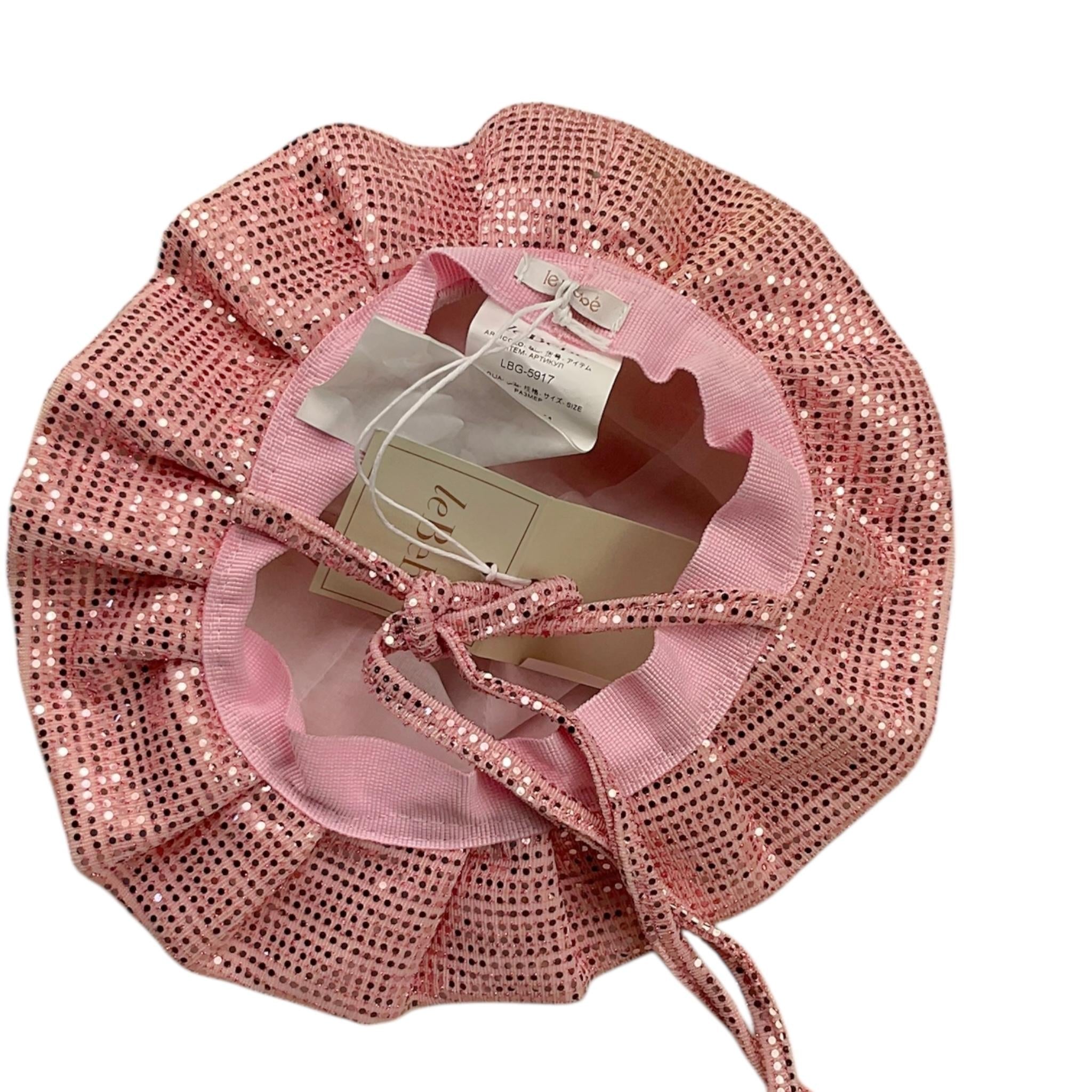 Le Bebe' Cappello Tinta Unita con Paillettes per Neonata LBG5917 ROSA LE BEBE' 