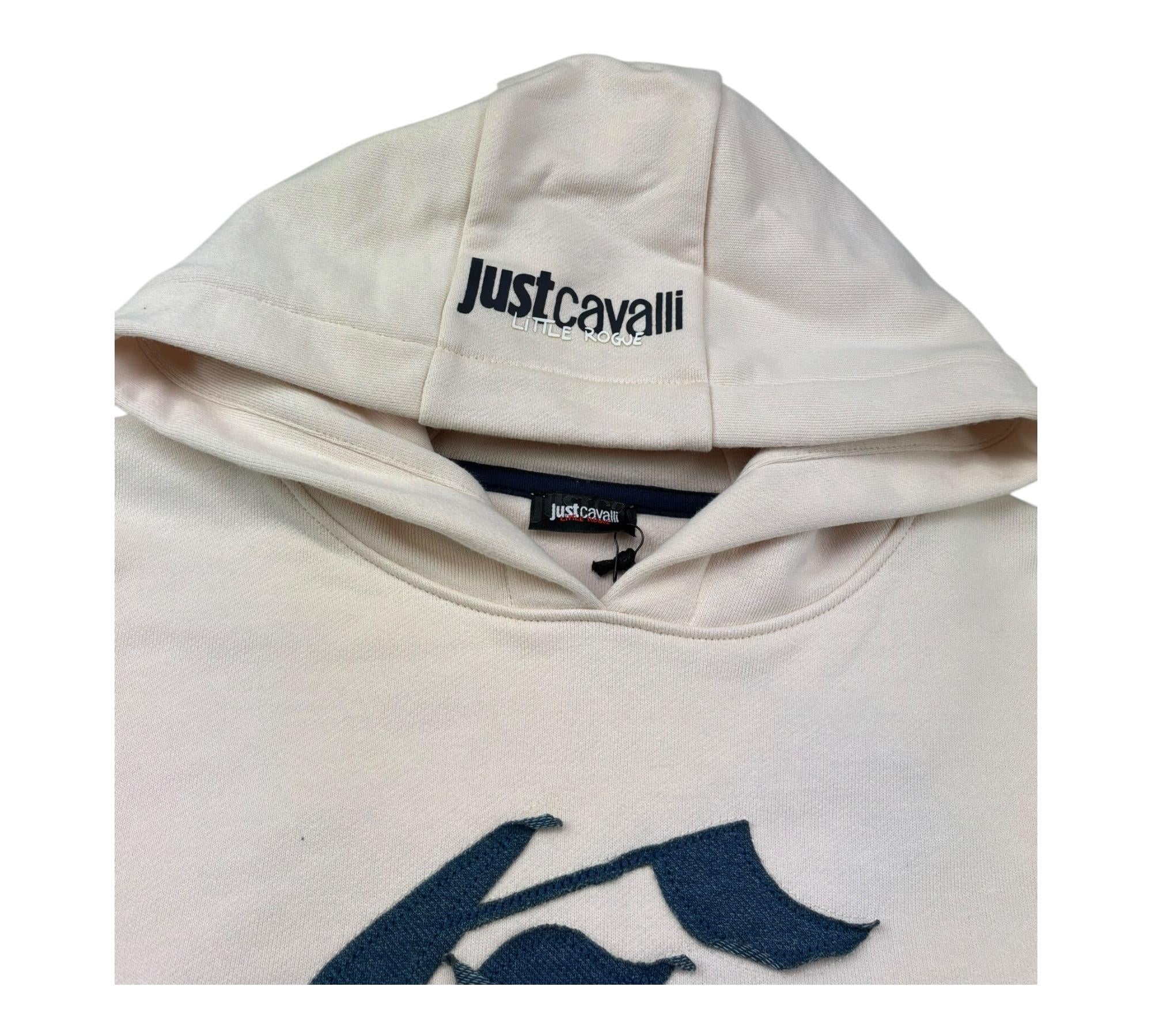Just Cavalli Felpa Chiusa con Cappuccio Tinta Unita per Bambino JBP26115FE PANNA JUST CAVALLI 