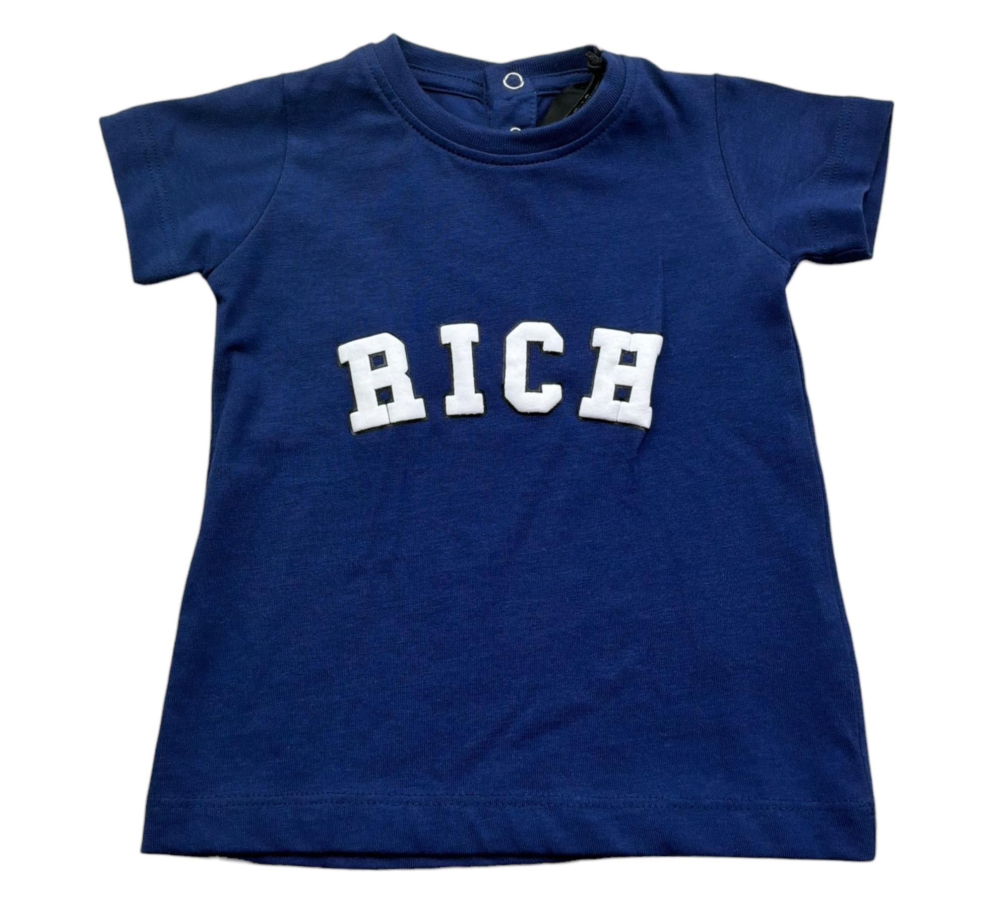 John Richmond T-Shirt Girocollo Tinta Unita con Logo per Neonato RIP26017TS BLU JOHN RICHMOND 