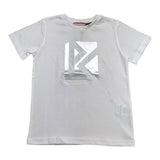 Cesare Paciotti Einfarbiges T-Shirt mit Rundhalsausschnitt und weißem Logo-Print für Jungen