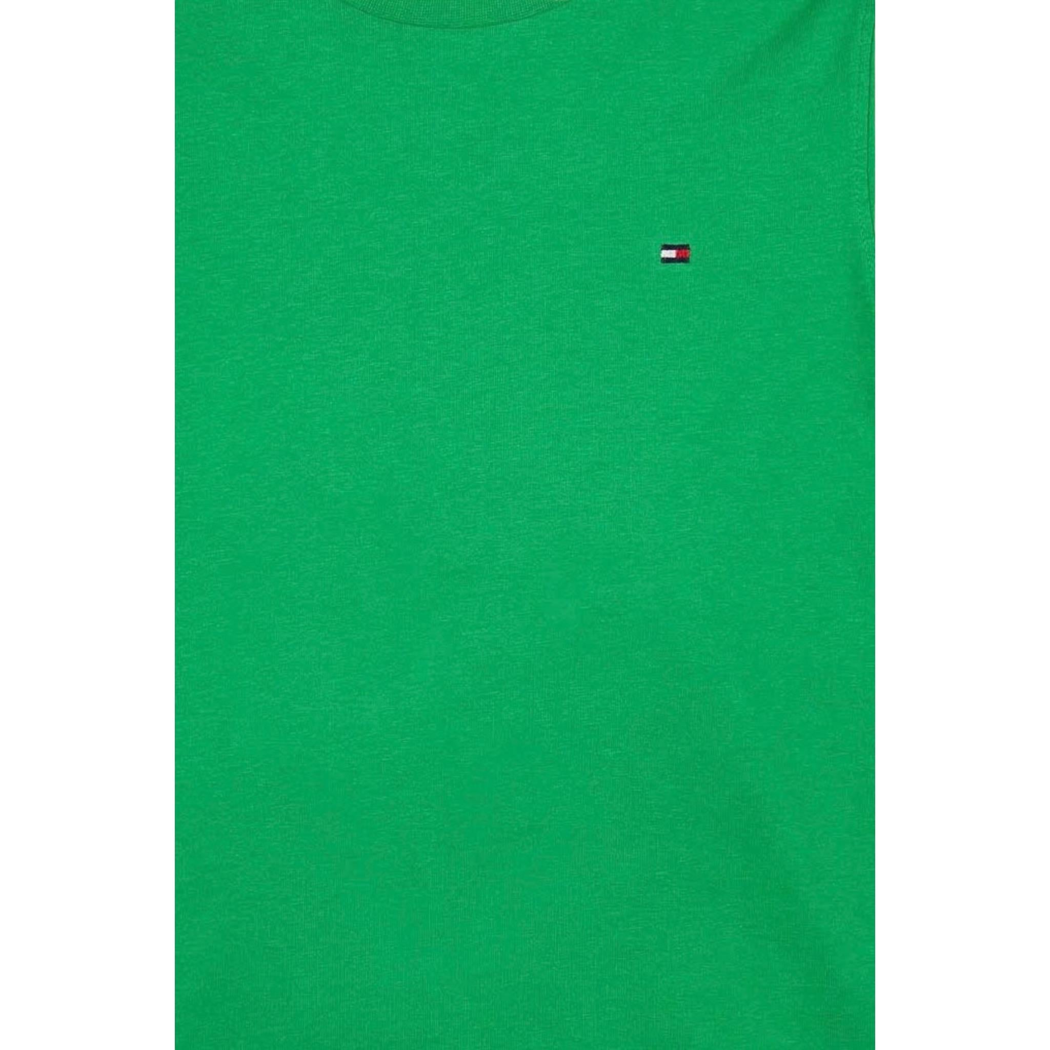 Tommy Hilfiger T-Shirt Girocollo Tinta Unita con Logo per Neonato KB0KB06879XN VERDE TOMMY HILFIGER 