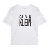 Calvin Klein T-Shirt Girocollo Tinta Unita con Stampa per Bambino IB0IB02448 BIANCO CALVIN KLEIN 