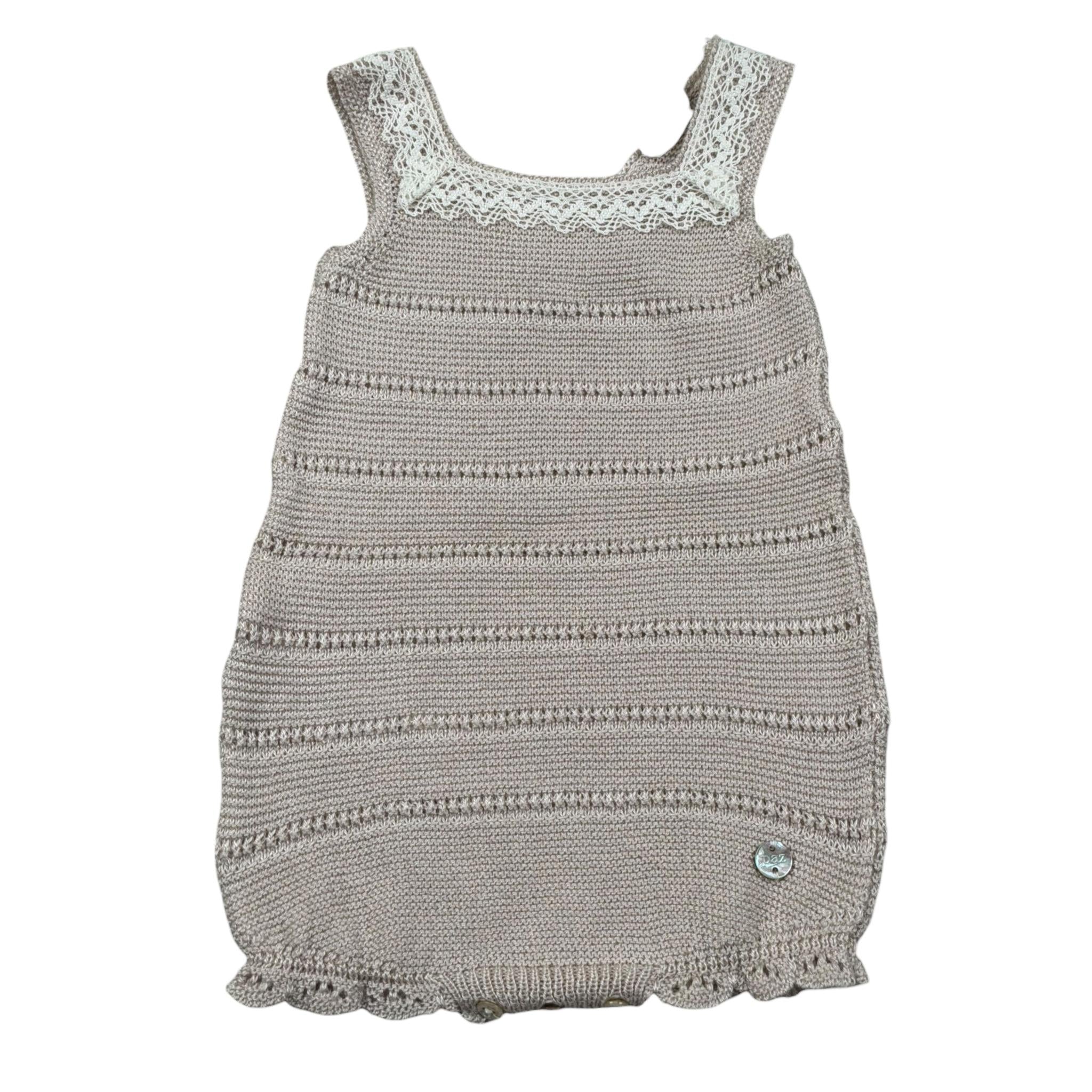 Paz Rodriguez Pagliaccetto Giromanica Tinta Unita con Ricami per Neonata 02242373 BEIGE PAZ RODRIGUEZ 