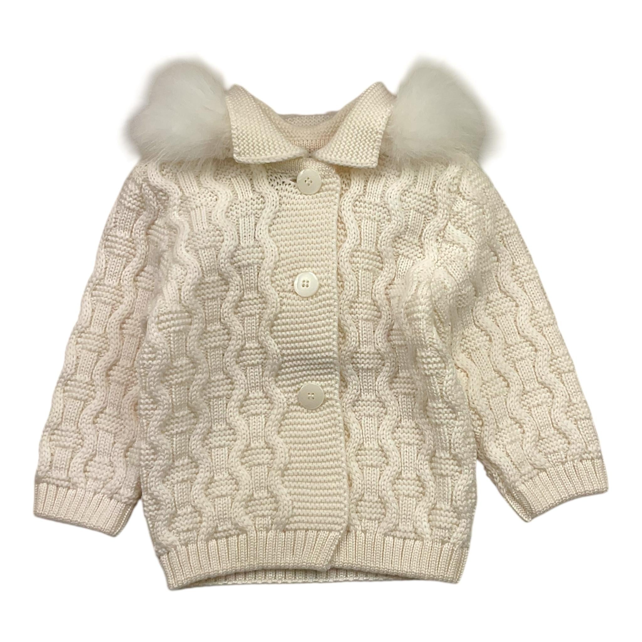 MARLU' cardigan tinta unita con cappuccio Panna per Neonato IB7240 PANNA MARLU' 