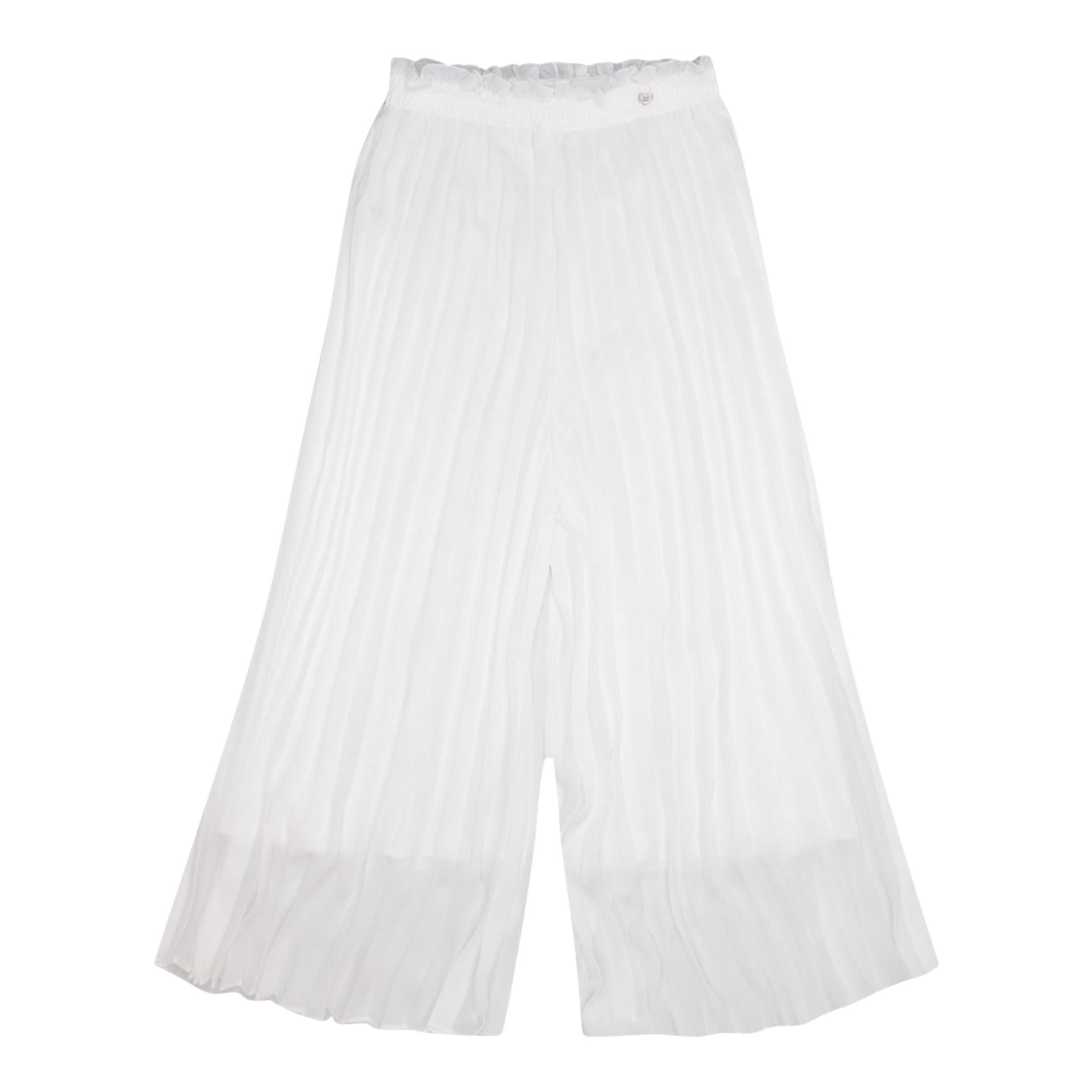 Monnalisa Pantalone Tinta Unita con Elastico In Vita per Bambina 79E400X BIANCO MONNALISA 