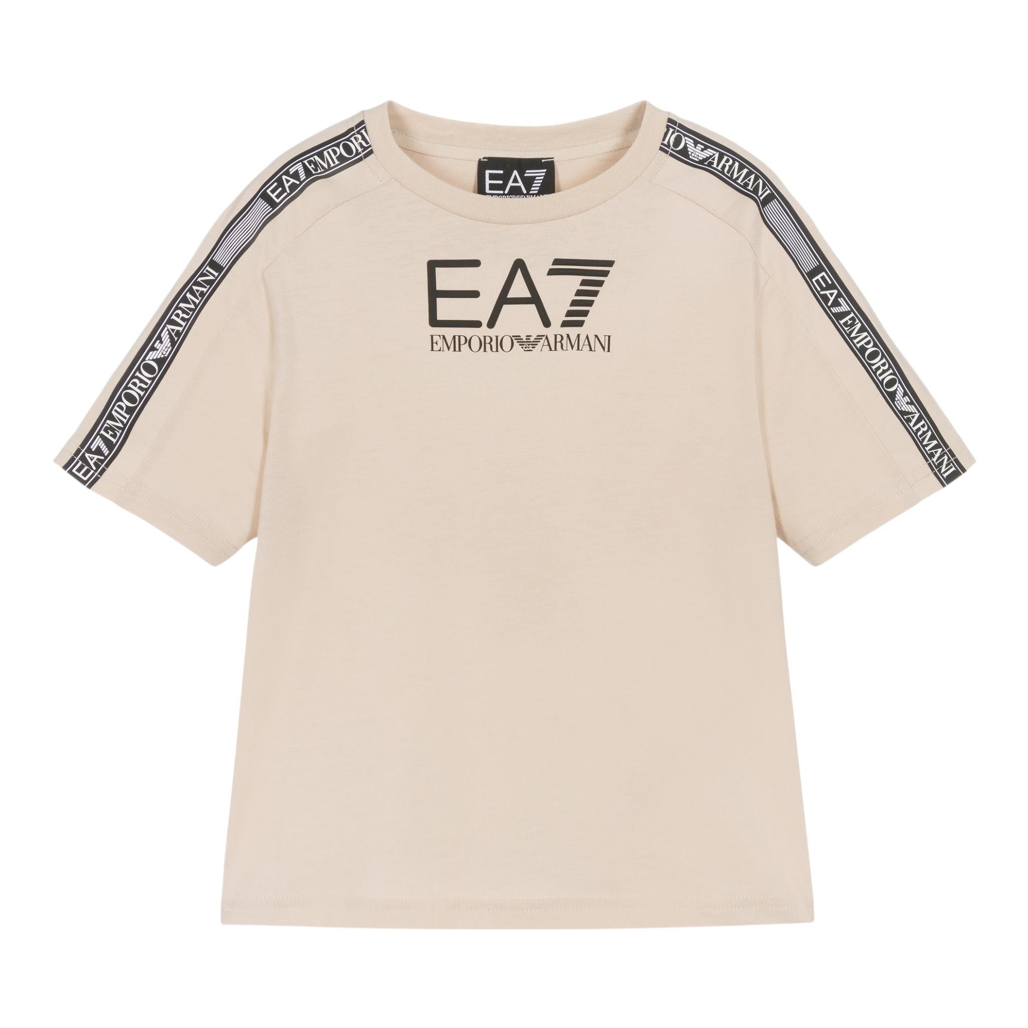 Emporio Armani T-Shirt Girocollo Tinta Unita con Logo per Bambino 6RBT57 BEIGE EMPORIO ARMANI 