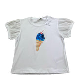 Manila Grace T-Shirt Tinta Unita con Paillettes per Bambina 370TMBS25 BIANCO MANILA GRACE 