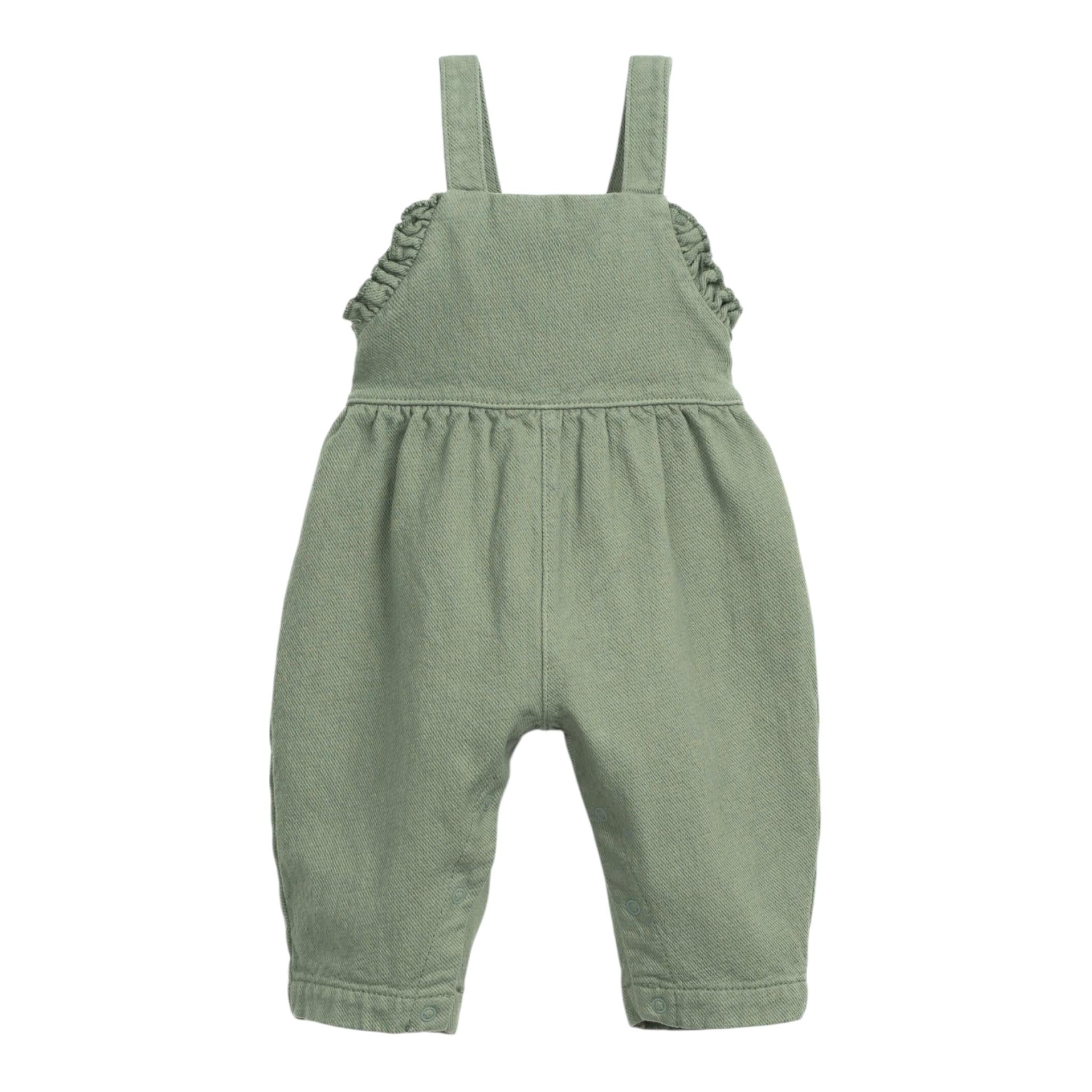 PLAY UP salopette tinta unita con rouches Verde per Neonata PA022AP11502 VERDE PLAY UP 