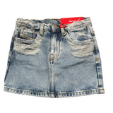 Diesel Gonna Tinta Unita In Denim  Azzurro Per Bambina