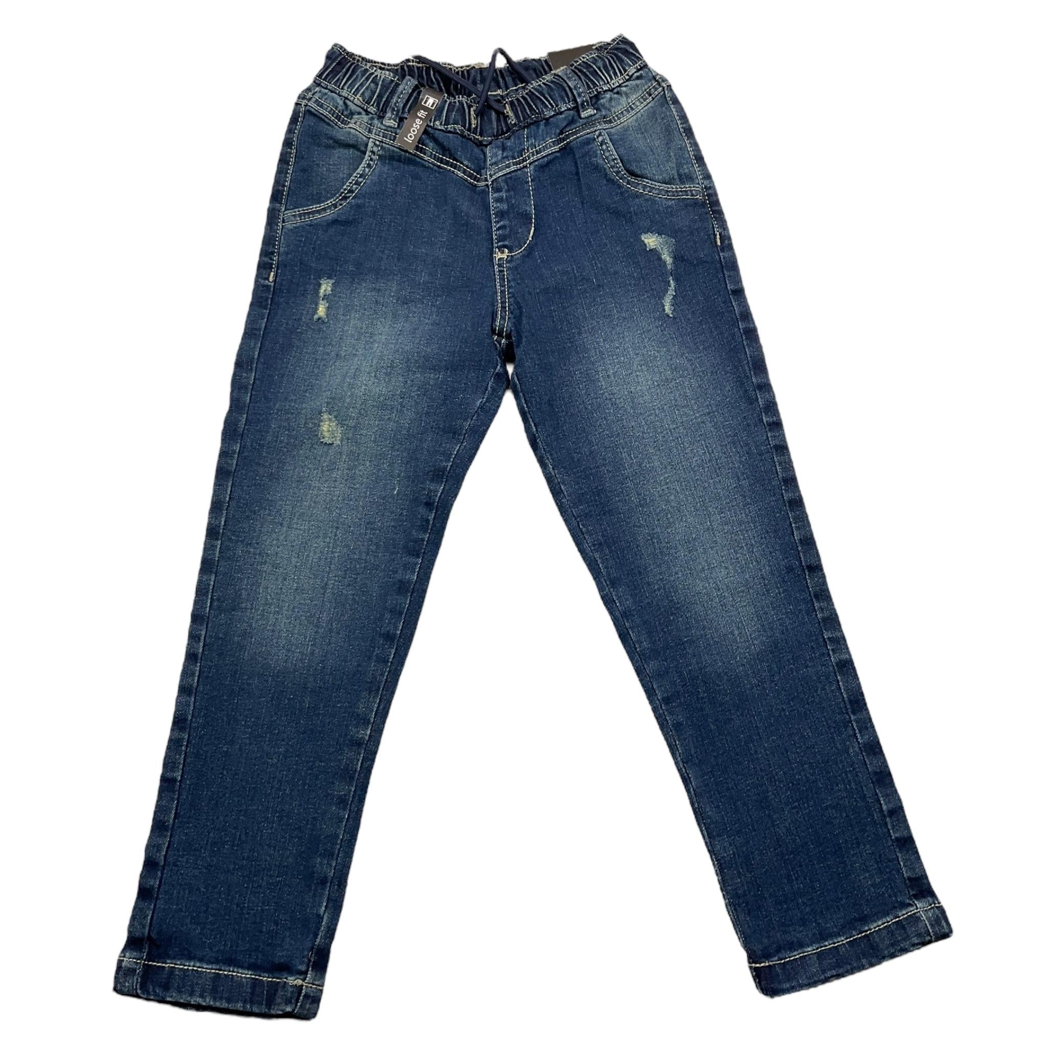 SARABANDA jeans tinta unita cn elastico in vita Blu per Bambino 0A168 BLU SARABANDA 