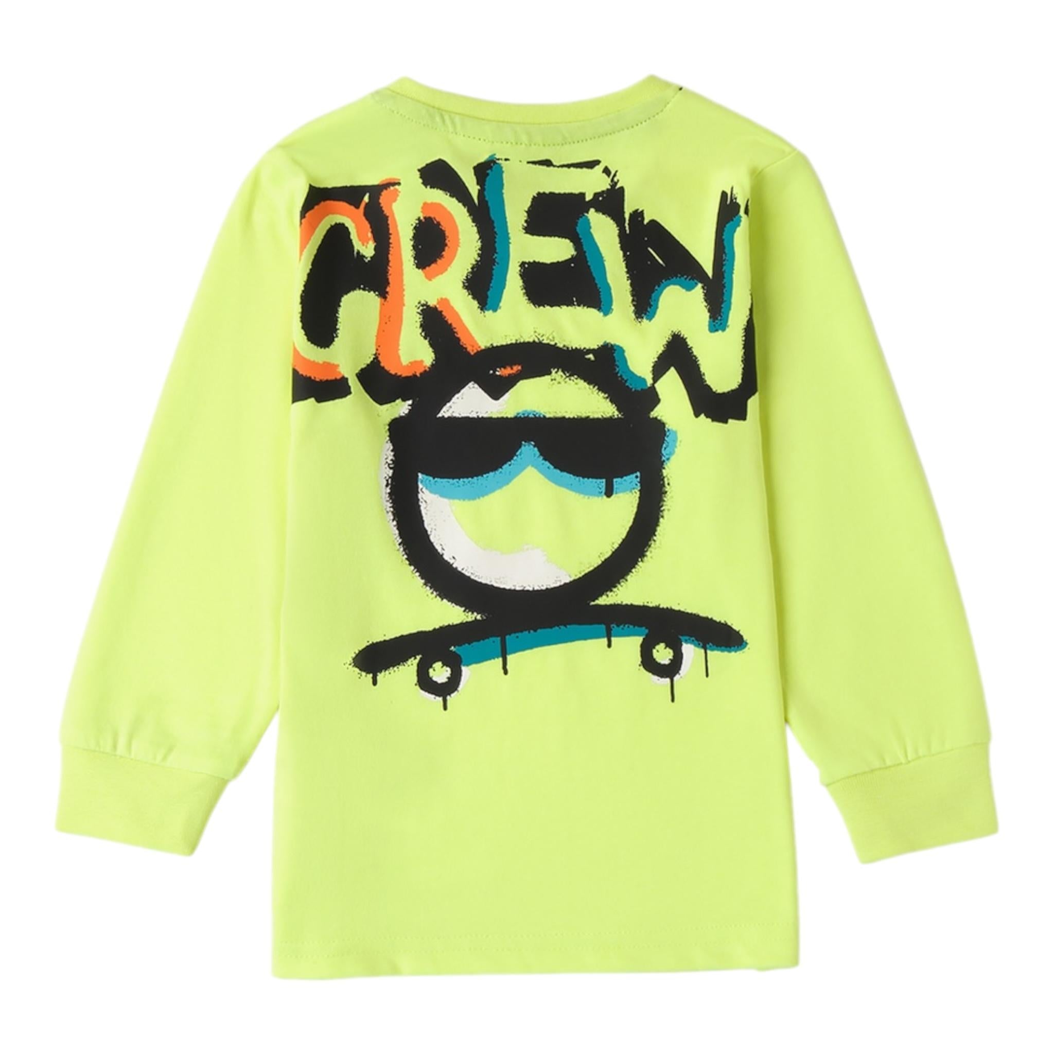 SARABANDA shirt girocollo tinta unita con stampa Verde fluo per Neonato A015 VERDE FLUO SARABANDA 
