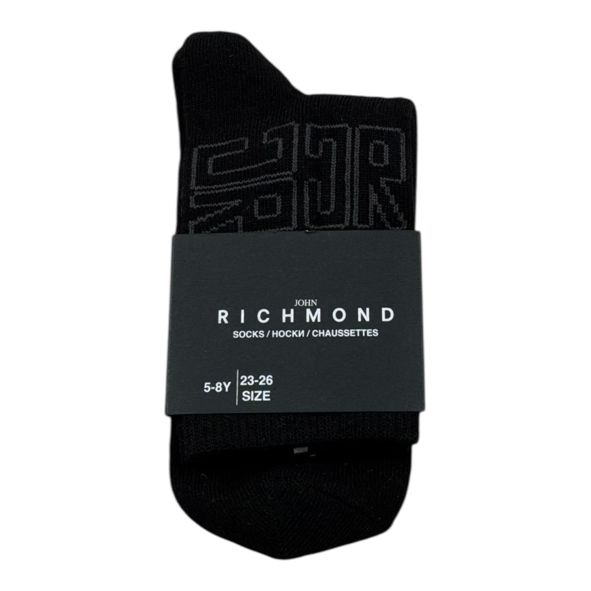 John Richmond Calzini Tinta Unita con Logo per Bambino RBP26025CZ NERO JOHN RICHMOND 