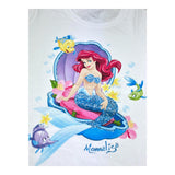 Monnalisa T-Shirt Girocollo Tinta Unita con Stampa Ariel per Bambina 113628P9 BIANCO MONNALISA 
