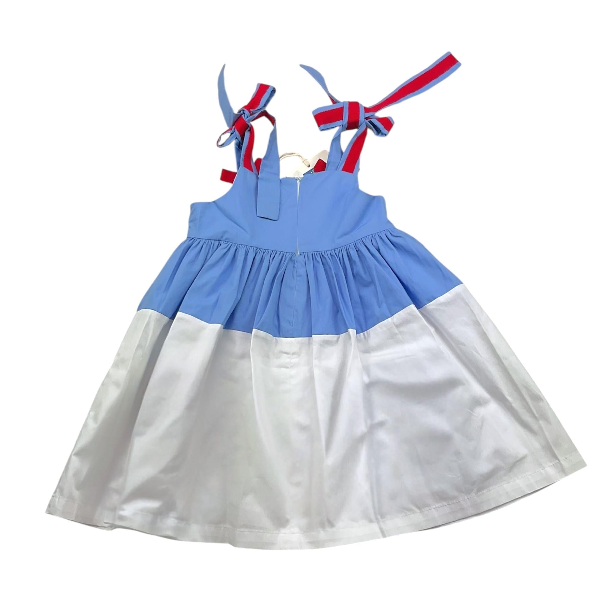 Ilfarobimbi Abito Bicolore con Fiocchi per Bambina IFB50586J BIANCO/AZZURRO ILFAROBIMBI 