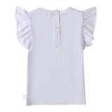 Mini Banda T-Shirt Girocollo Tinta Unita con Stampa per Neonata 0B318 BIANCO MINI BANDA 