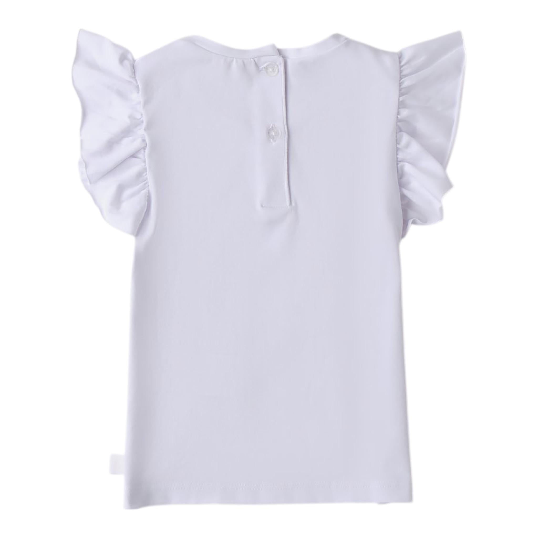 Mini Banda T-Shirt Girocollo Tinta Unita con Stampa per Neonata 0B318 BIANCO MINI BANDA 