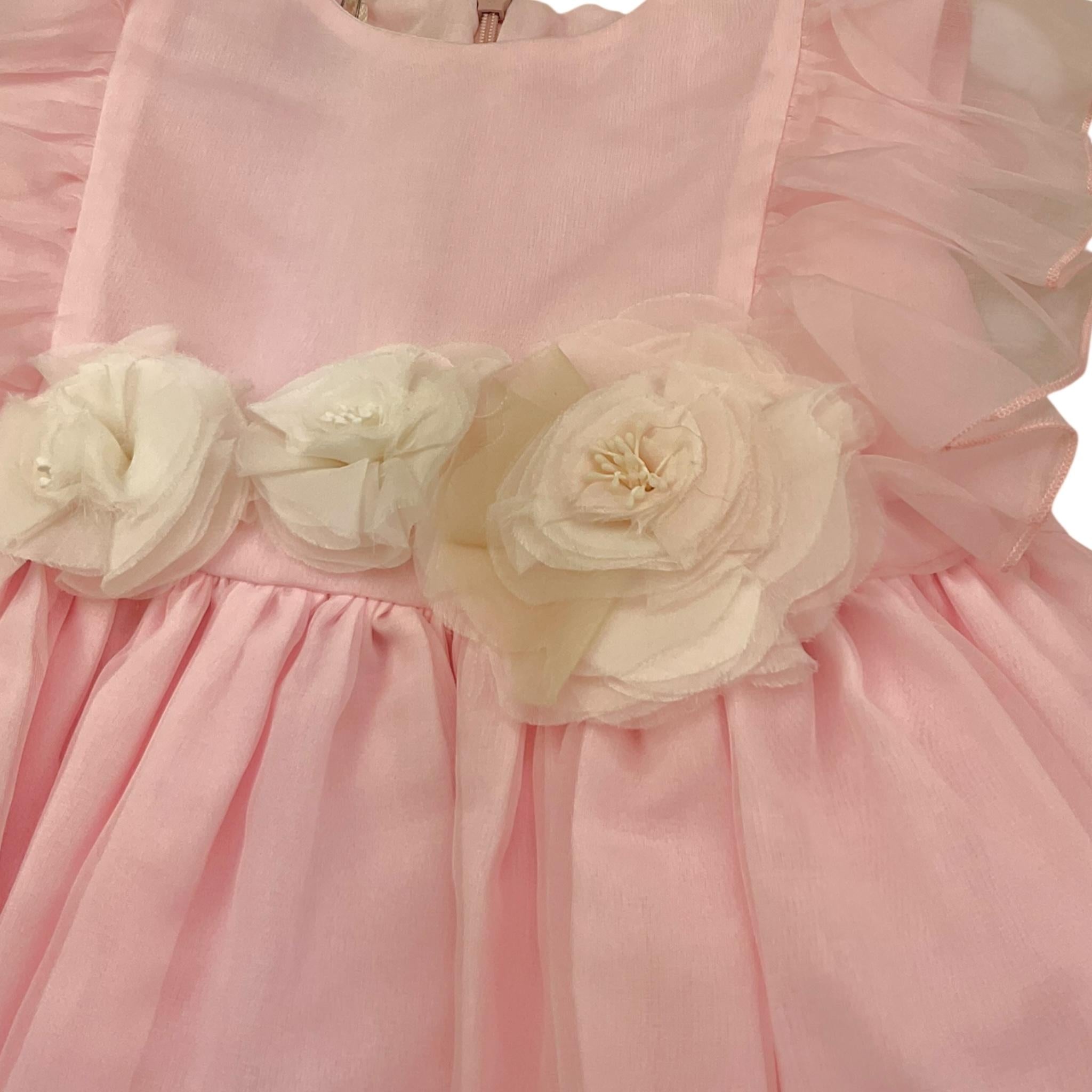 La Stupenderia Abito Giomanica Tinta Unita con Tulle Modello Cerimonia per Bambina CCAB74 ROSA LA STUPENDERIA 