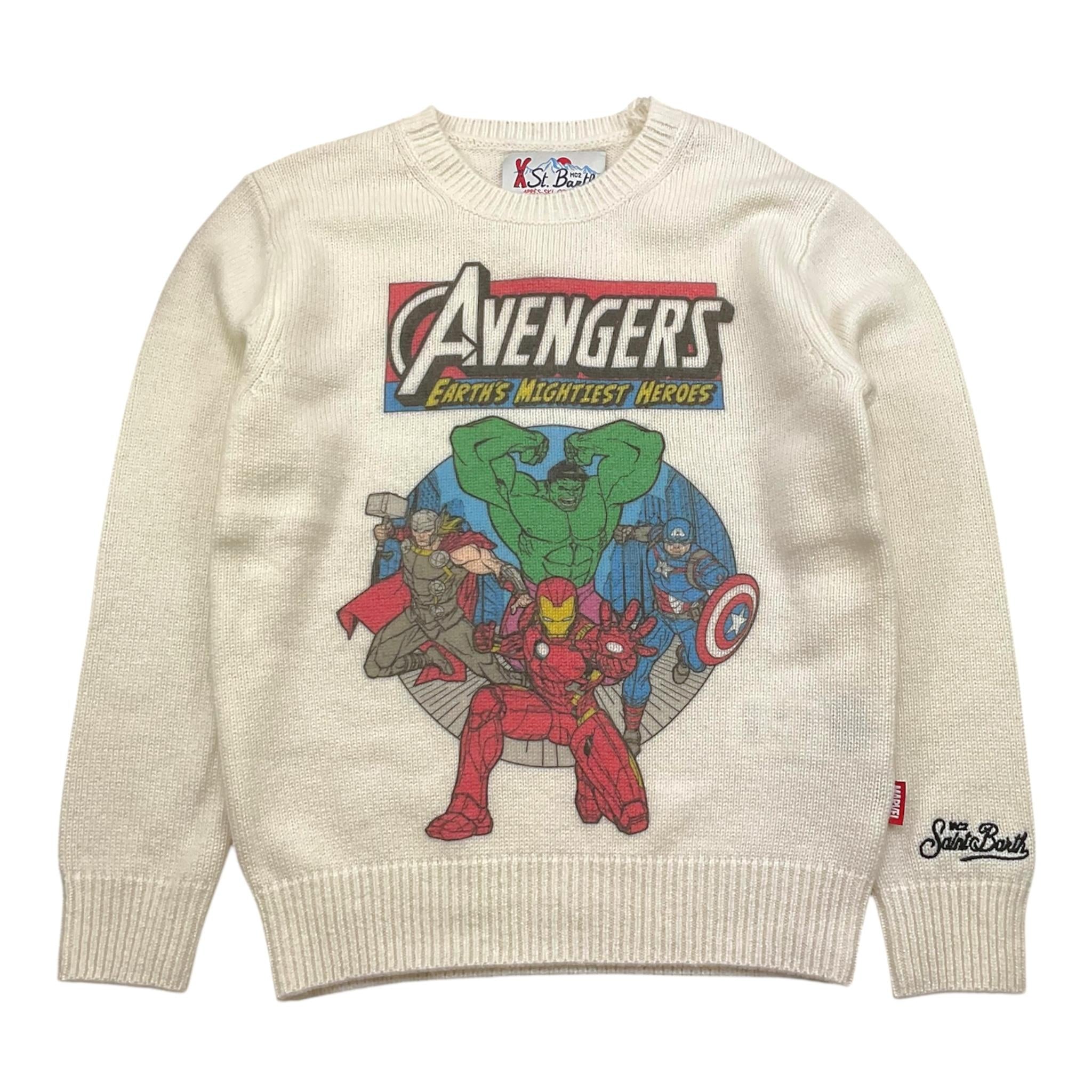 SAINT BARTH maglia tinta unita girocollo con stampa avengers Bianco per Bambino AVENGERS BIANCO SAINT BARTH 