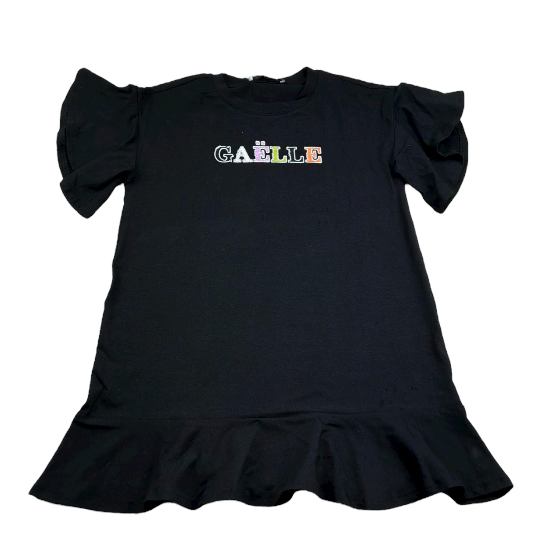 Gaelle Abito Mezza Manica Tinta Unita con Stampa per Bambina 2746V00339 NERO GAELLE 