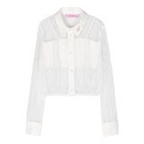 Miss Blumarine – Besticktes Langarmshirt mit weißem Oberteil für Mädchen