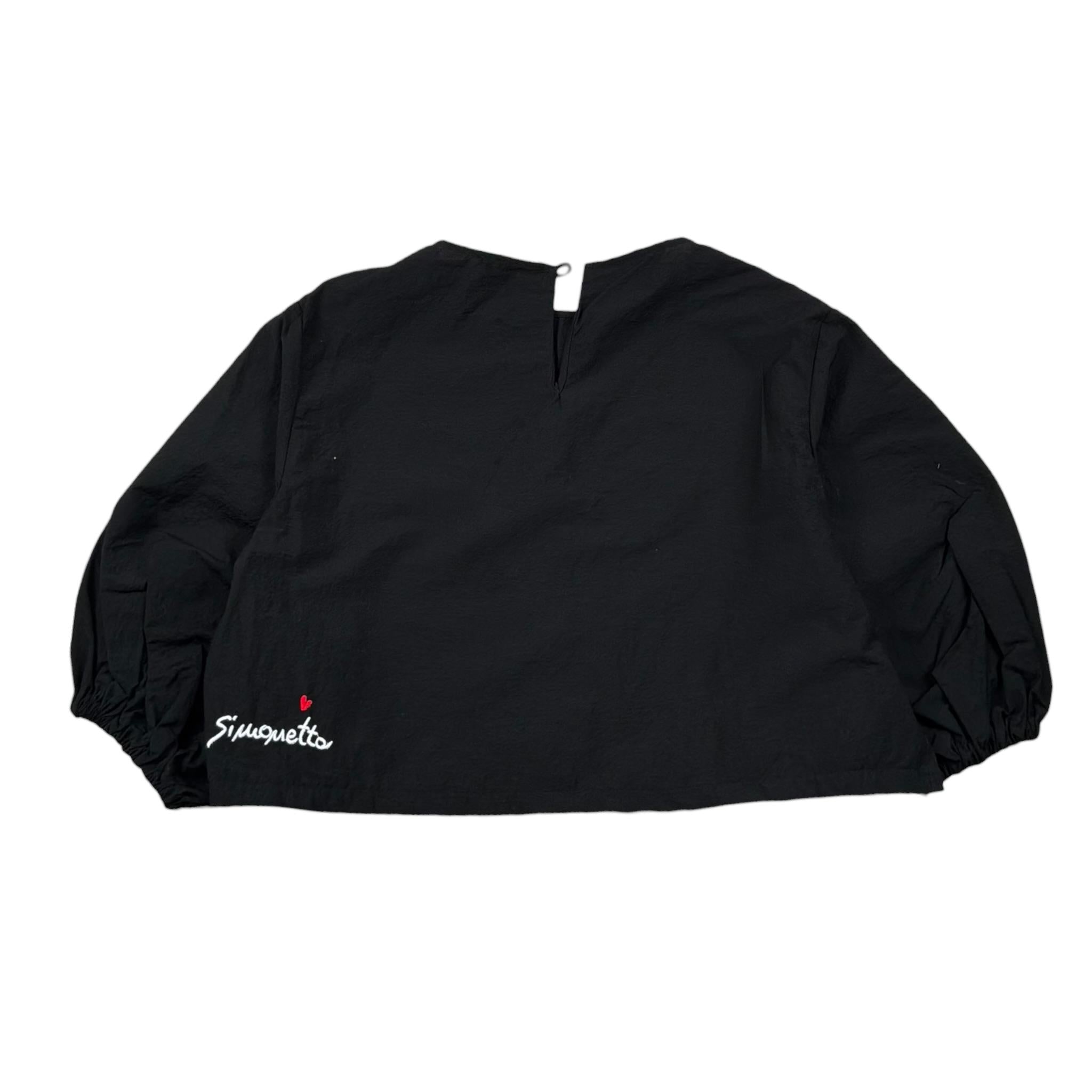 Simonetta Camicia Tinta Unita con Logo per Bambina SW5A03X NERO SIMONETTA 