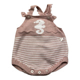 Chicco Pagliaccetto In Maglia Fantasia A Righe Rosa Per Neonata
