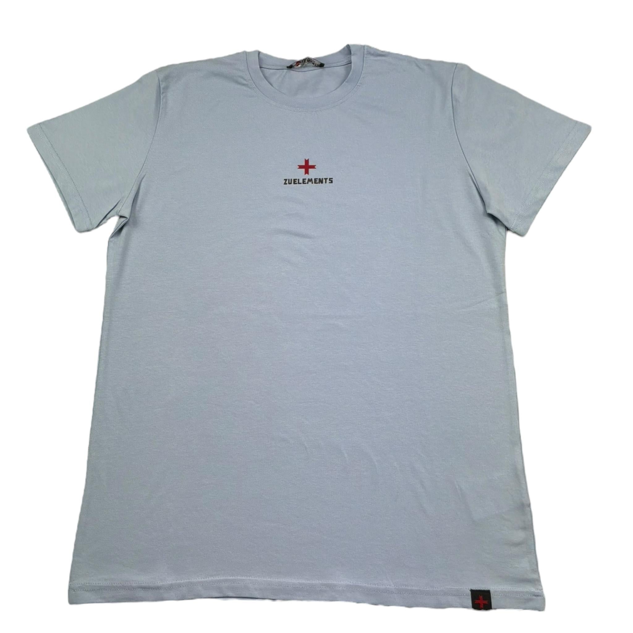 Zu+Elements T-Shirt Girocollo Tinta Unita con Stampa per Bambino ZU1608 AZZURRO POLVERE ZU+ELEMENTS 