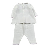 Marlu' Completo 2 Pezzi Maglia-Leggins Tinta Unita con Ricami per Neonata EP2619 BIANCO MARLU' 