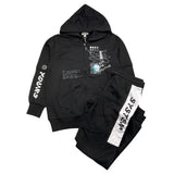 Yours Completo 2 Pezzi Felpa-Pantalone Tinta Unita Nero Per Bambino