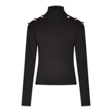 HATE LOVE maglia tinta unita collo alto a costine Nero per Bambina OJSW00327 NERO HATE LOVE 