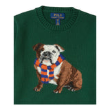 RALPH LAUREN maglia girocollo tinta unita con ricamo cane Verde per Neonato 320951156001 VERDE RALPH LAUREN 